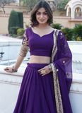 Wonderful Sequence Work Georgette Purple Lehenga Choli With Dupatta