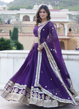 Wonderful Sequence Work Georgette Purple Lehenga Choli With Dupatta