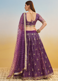Wonderful Zari Sequence Embroidery Work Dark Purple Net Lehenga Choli