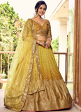 Zari Embroidered Chinon Silk Haldi Special Yellow Lehenga Choli