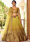 Zari Embroidered Chinon Silk Haldi Special Yellow Lehenga Choli