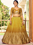 Zari Embroidered Chinon Silk Haldi Special Yellow Lehenga Choli