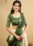 Zari Embroidered Crepe Silk Off White Lehenga With Shimmer Silk Blouse