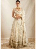 Zari Sequence Embroidered Georgette White Lehenga Choli
