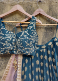 Zari Weaving Work Georgette Banarasi Teal Blue Lehenga Choli