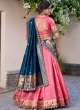 Zari Weaving Work Jacquard Silk Paithani Light Pink Lehenga Choli