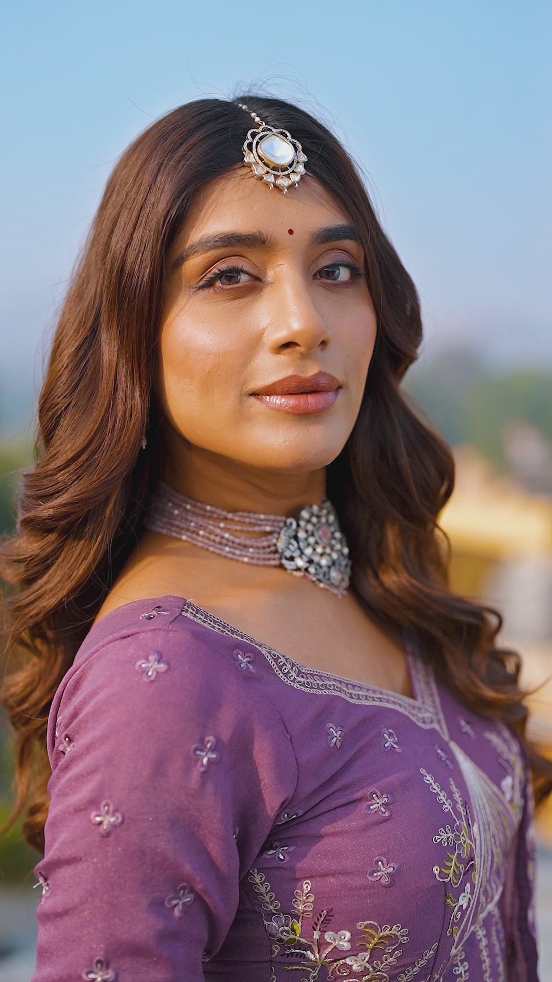 Marvelous Chocolate Crush Lavender Wedding Wear Embroidered Lehenga Choli