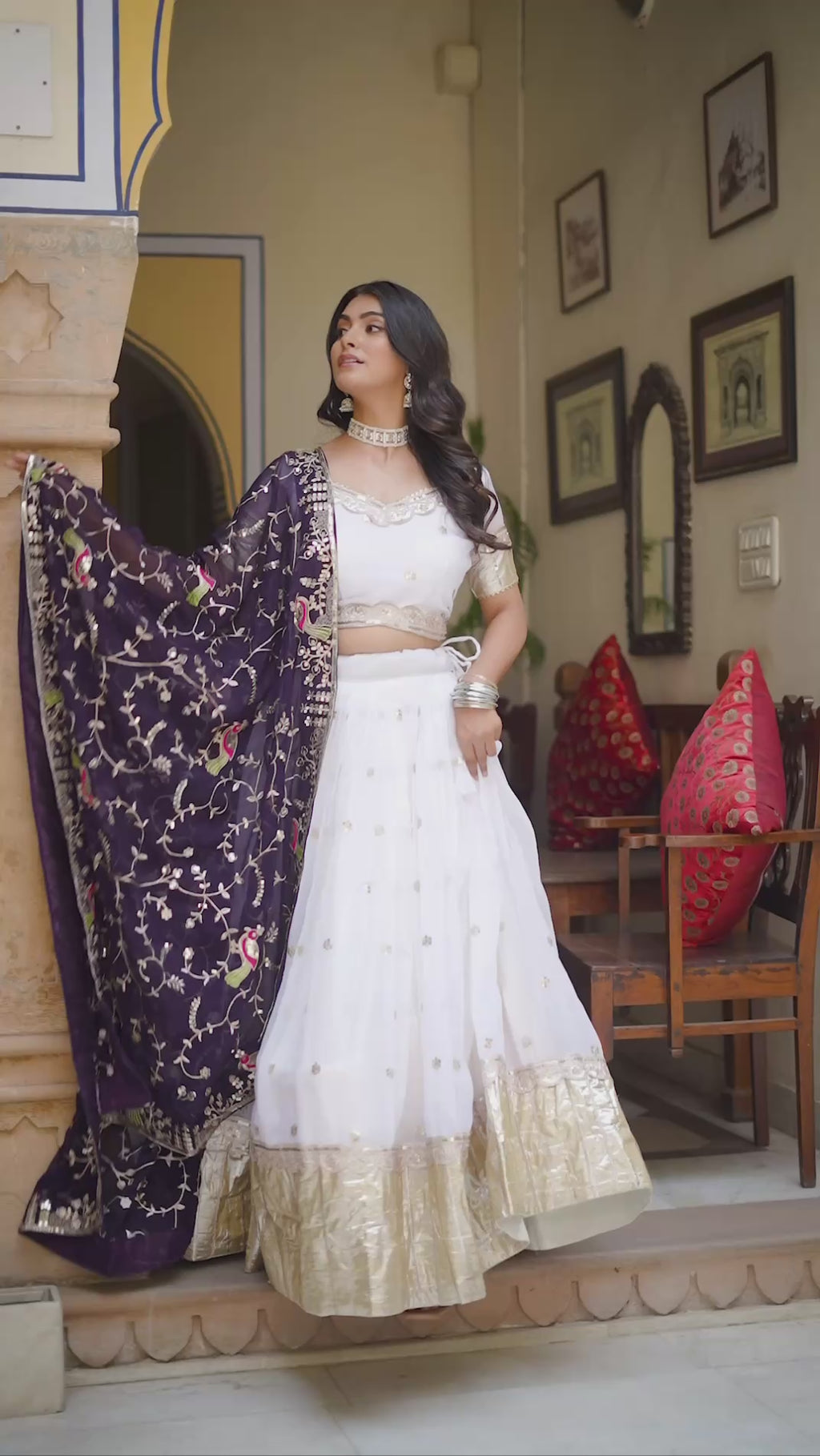 Fascinating Silk Zari Embroidered White Lehenga Choli With Dupatta