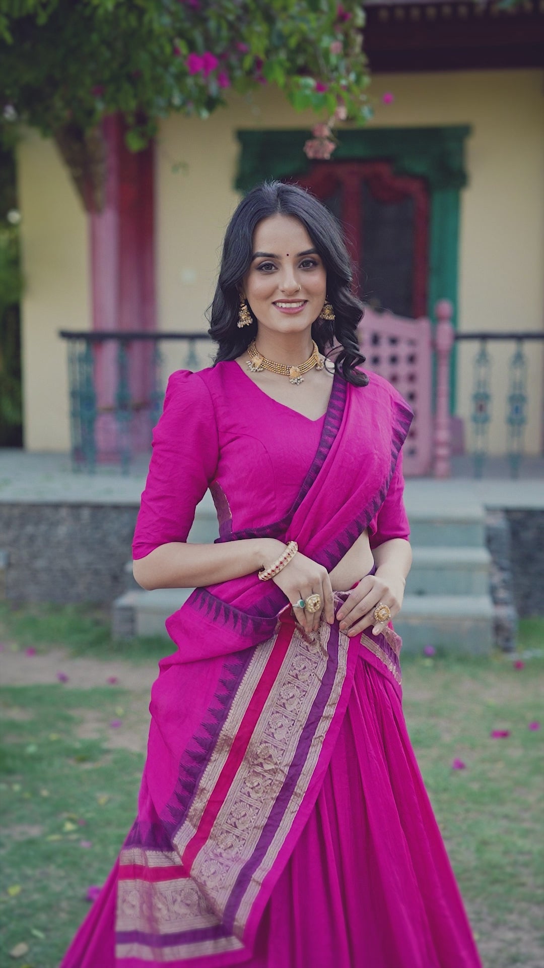 Classic Pink Pure Chanderi Silk Zari Weaving Lehenga Choli For Wedding