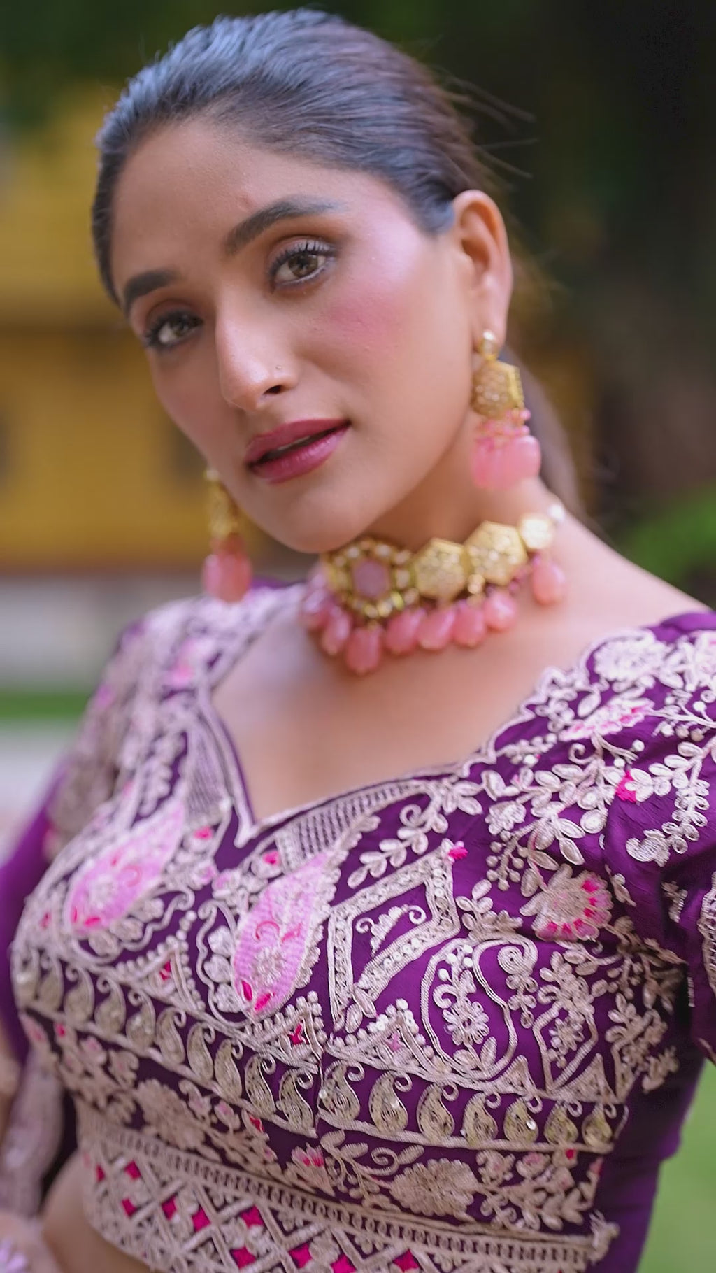 Embroidered Rangoli Crush Wedding Wear Purple Lehenga Choli Set