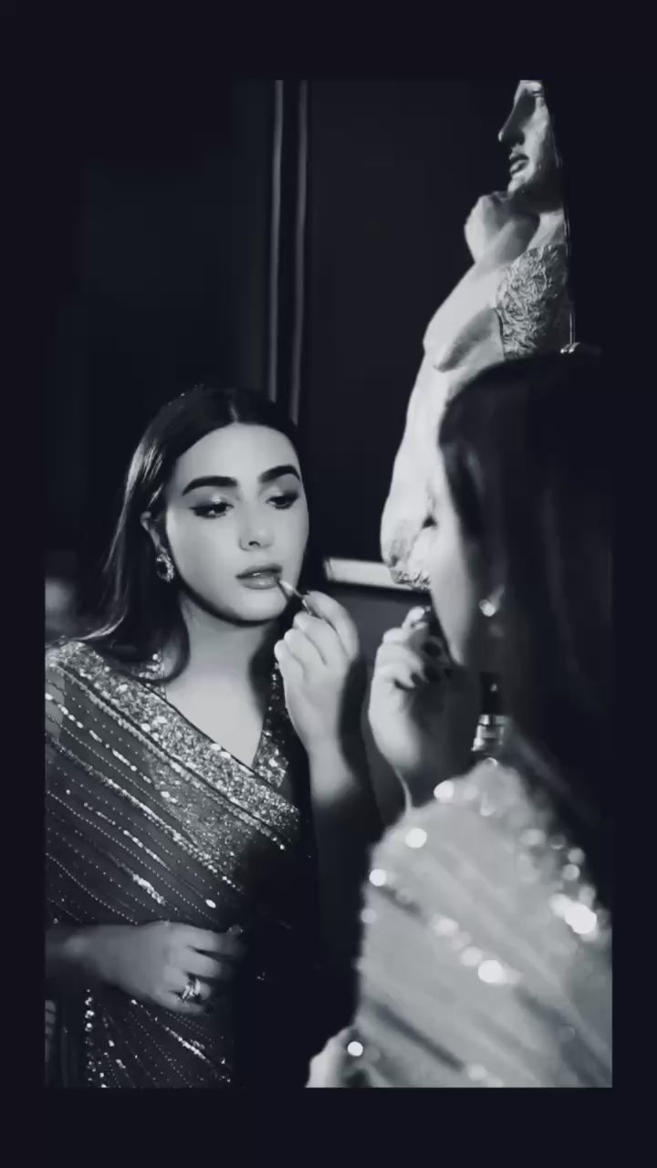 Sequence Work Designer Reception Wear Georgette Pink Saree With Blouse