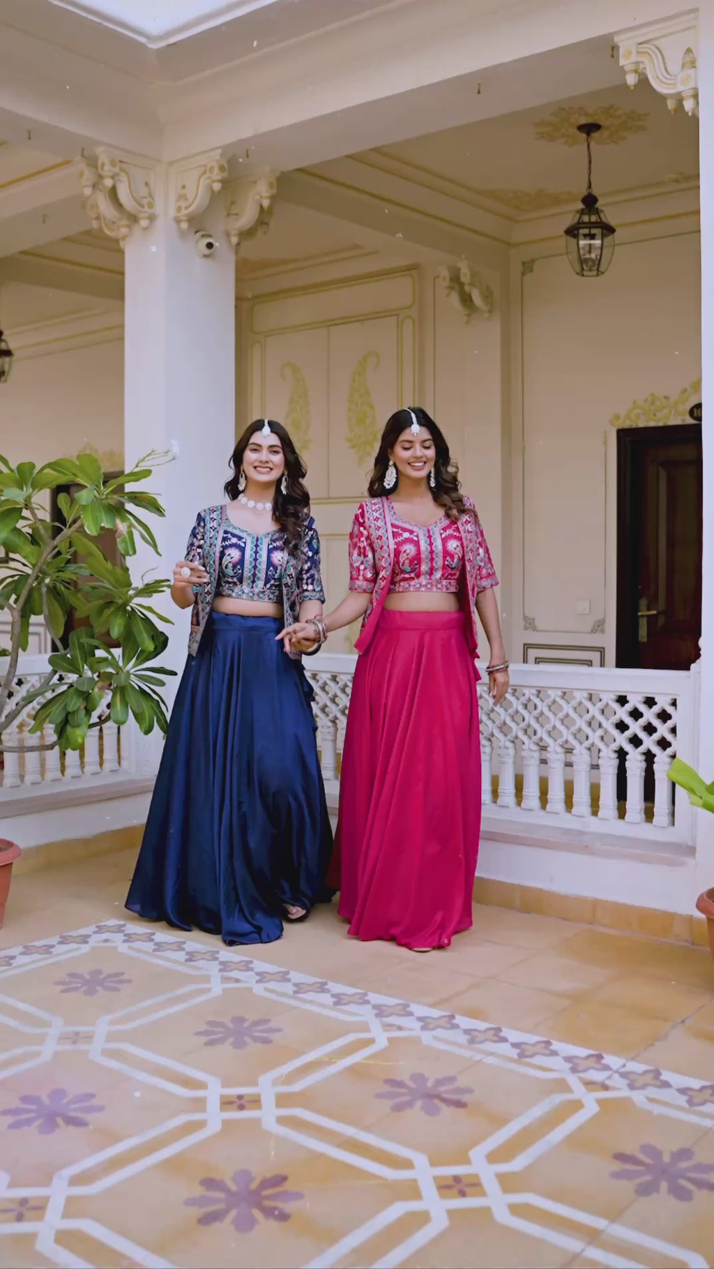 Blue Vichitra Silk Thread Embroidered Jacket Style Lehenga For Party