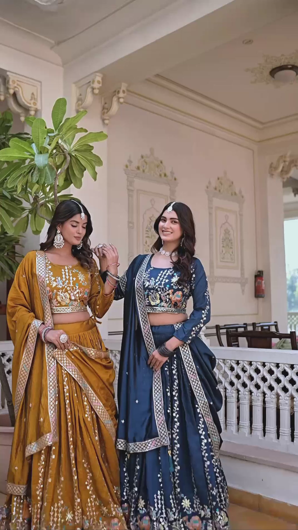 Classic Blue Vichitra Silk Thread Embroidery Work Wedding Wear Lehenga