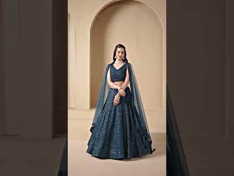 Wonderful Georgette Sequence Work Teal Blue Lehenga Choli For Women