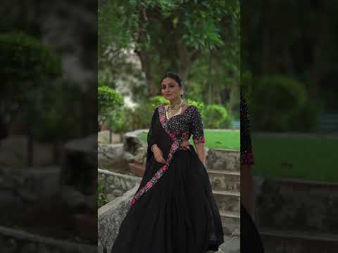 Interesting Thread Embroidered Georgette Black Lehenga Choli For Women