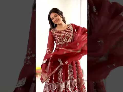 Heavy Sequence Embroidered Maroon Crunchy Silk Anarkali Lehenga Set