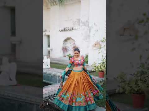 Traditional Dola Silk Kalamkari Printed Yellow Lehenga Choli For Women