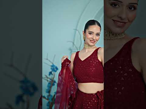 Georgette Thread Embroidered Work Maroon Monochrome Lehenga Choli