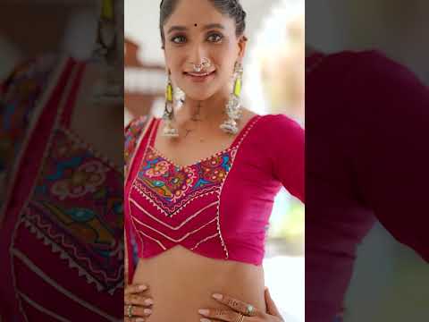 Rani Pink Tussar Silk Gamthi Print Ghagra Choli For Navratri