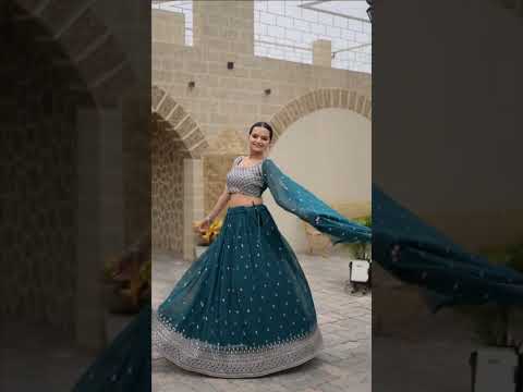 Glamorous Green Mehndi Function Georgette Embroidered Lehenga Choli