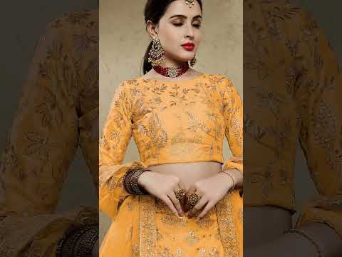 Yellow Embroidered Sequence Art Silk Designer Lehenga Choli For Women