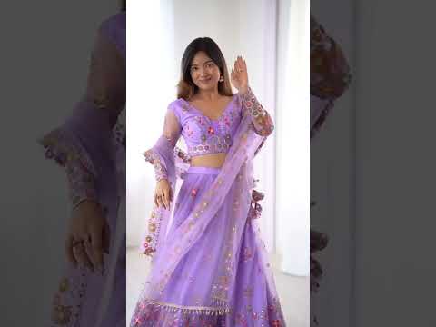 Attractive Net Floral Embroidery Lavender Lehenga Choli With Dupatta