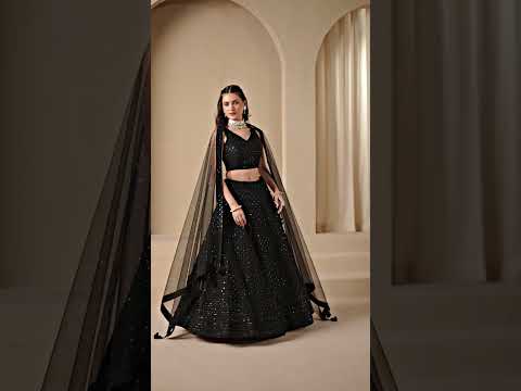 Classical Georgette Thread Embroidery Black Party Wear Lehenga Choli