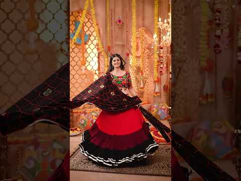 Navratri Special Real Mirror Gamthi Work Viscose Cotton Multi Lehenga