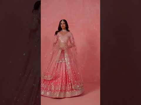 Fantastic Georgette Zari Embroidered Peach Lehenga Choli For Women