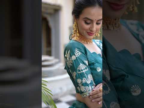 Silk Material Thread Embroidered Green Lehenga Choli For Mehndi