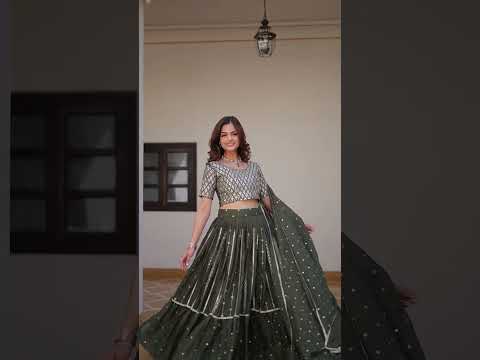 Perfect Mehendi Green Georgette Sequence Embroidered Lehenga Choli