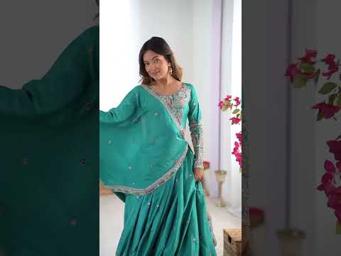 Ceremonial Wear Embroidered Silk Lehenga Choli In Rama Green Color