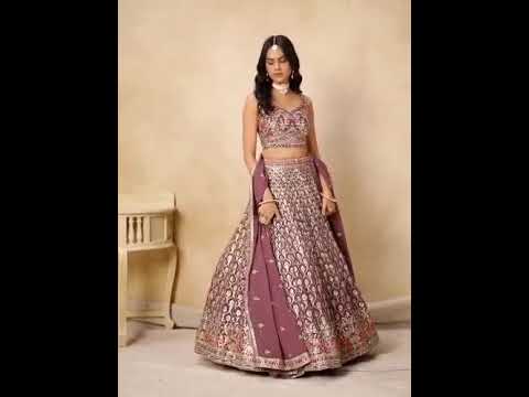 Zari Sequence Embroidery Dusty Purple Georgette Lehenga Choli For Women