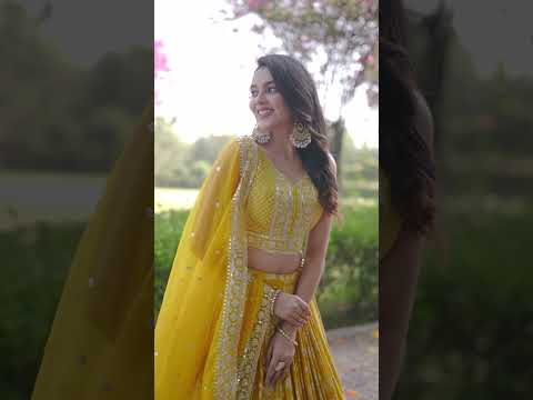 Haldi Special Zari Weaving Embroidery Jacquard Yellow Lehenga Choli