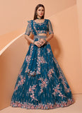 Charming Look Teal Blue Wedding Lehenga Choli Design