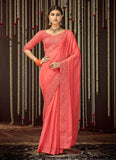 Wedding Wear Pink Organza Border Saree Design