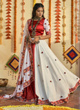 White and Red Color Muslin Cotton Latest Chaniya Choli