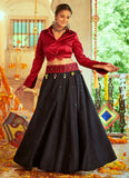 Black Color Silk Embroidery Work Navratri Outfit for Women