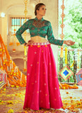 Simple Embroidered Art Silk Pink Crop Top For Navratri