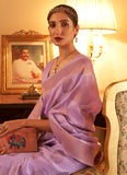 Reception Wear Lavender Silk Saree With Copper Zari Weaving