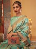 Dazzling Sky Blue Handloom Silk Saree Online