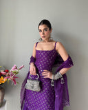 Stylish Purple Sequins Georgette Readymade Sharara Suit