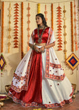 White and Red Color Muslin Cotton Latest Chaniya Choli