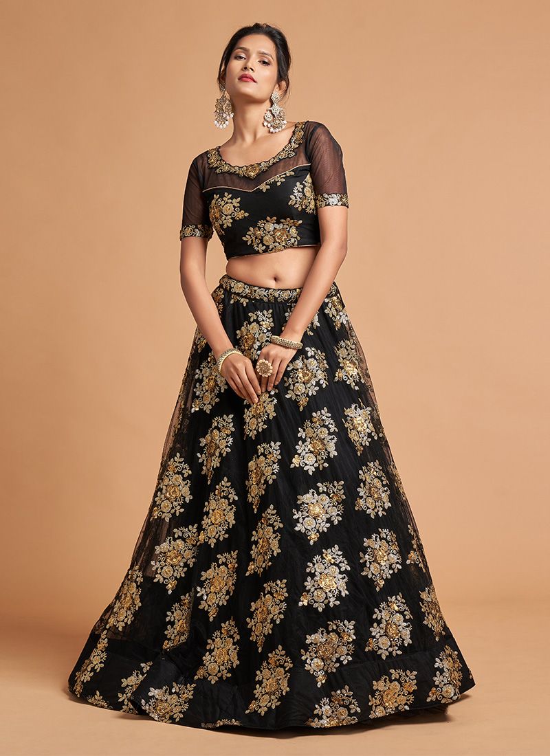 Jacquard Bridal Wear Designer Black Embroidered Lehenga at Rs 6950 in Jaipur