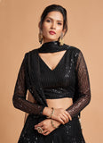 Black Color Embroidery Work Lehenga Choli For Cocktail Party