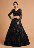 Black Color Embroidery Work Lehenga Choli For Cocktail Party