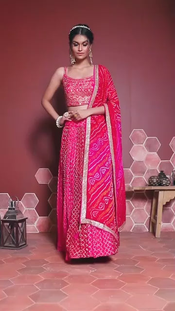 Rani Pink Chinon Silk Lehenga Choli For Party Functions