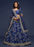 Blue Beautiful Simple Lehenga With Embroidery Work