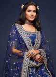 Blue Beautiful Simple Lehenga With Embroidery Work