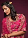 Art Silk Pink Reception Lehenga for Bride